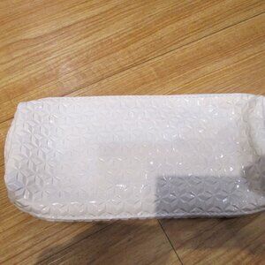 Cute Vinyl White rose gold colored zipper long make up pencil bag